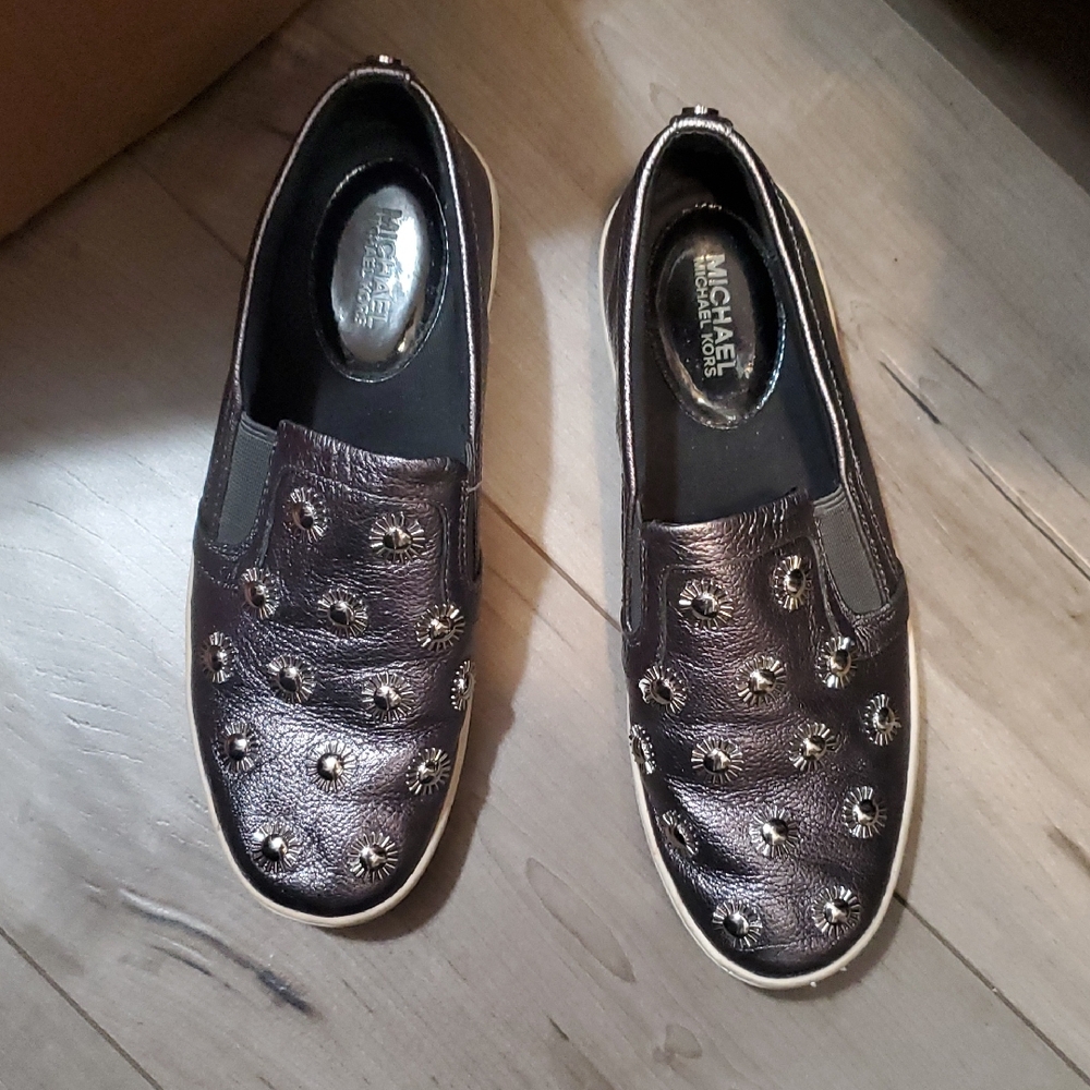 Michael Kors Pewter Studded Slip-On Sneakers